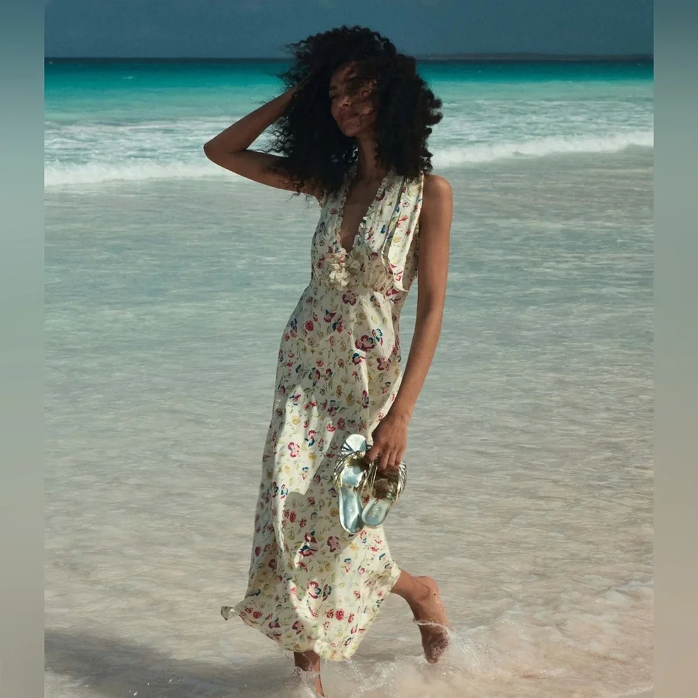 DOEN MAZARIN DRESS IN WINDSWEPT BLOOMS, NWOT, NEVER WORN, NO FLAWS.